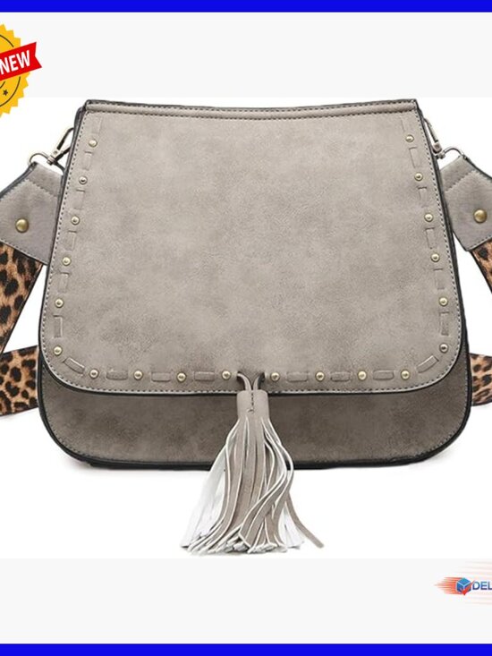Handbags - Vegan Leather Crossbody Bag with Detachable Guitar Strap, Spacious Hobo Purse